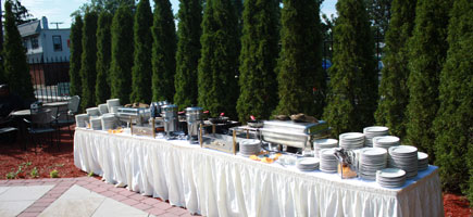 Buffet set up in the Ceremonial Gardens at the Reception Center